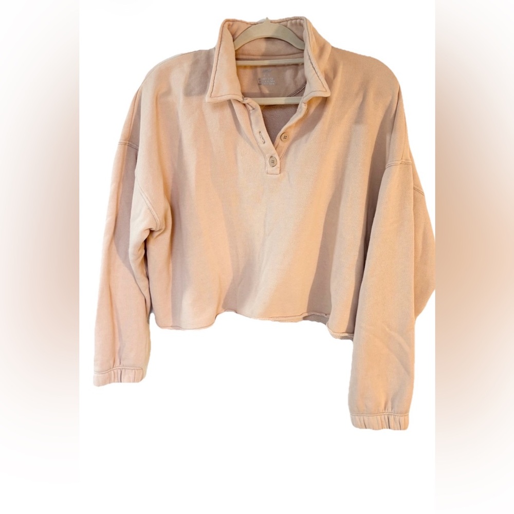 Aerie Light Tan Cropped Sweatshirt size Med